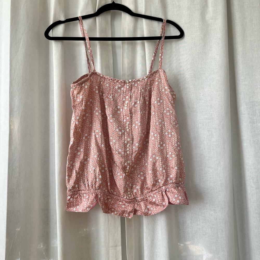 2000s Y2K silk cotton Gap pink sleeveless blouse top